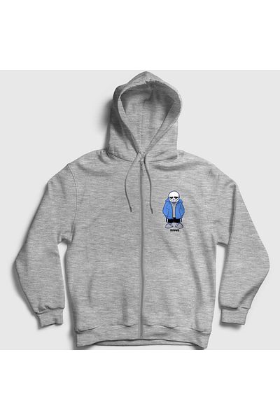 Presmono Unisex Γκρι Μπλε Παλτό Sans Undertale Φούτερ με κουκούλα με φερμουάρ 31882tt