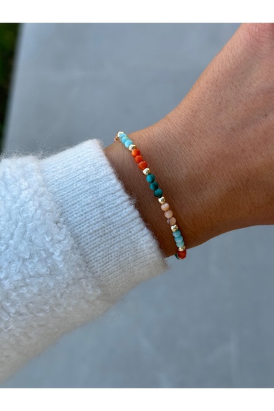 HERCY Πολύχρωμο μίνιμαλ βραχιόλι από φυσική πέτρα Mother of Pearl |   Βραχιόλι από φυσική πέτρα |   Κομψό βραχιόλι |   Πολύχρωμο βραχιόλι