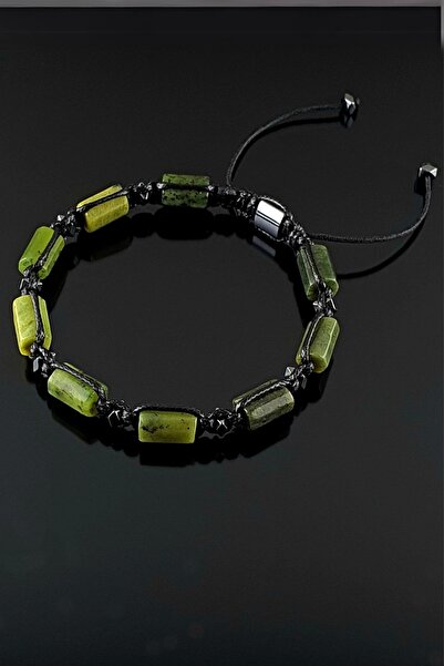 Seven Art Jewelry سوار من الحجر الطبيعي، سوار من حجر اليشم وحجر الهيماتيت، سو...