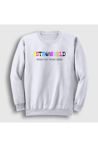 Presmono Unisex Λευκό Astroworld V4 Travis Scott Φούτερ 44788tt
