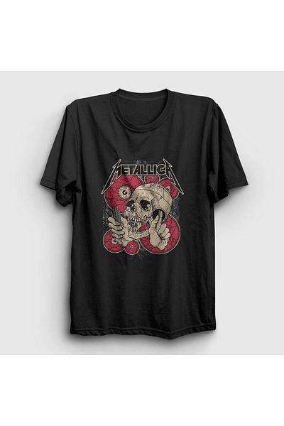 Presmono Unisex Μαύρο κοντότερο μπλουζάκι από άχυρο Metallica 67838tt
