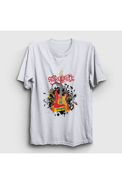Presmono Μπλουζάκι Unisex Λευκή Κιθάρα Aerosmith 6739tt