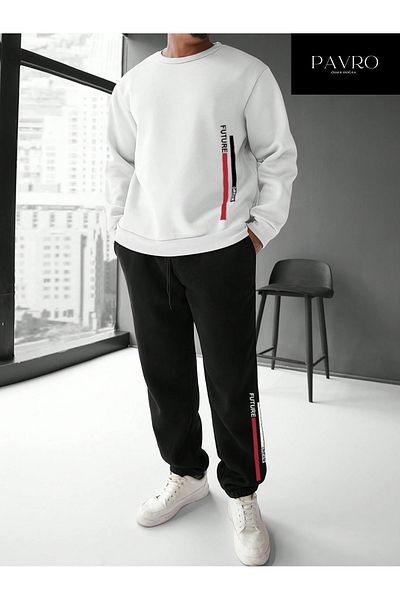 PAVRO Oversize Sweatshirt Jogger Set - Crew Neck, Raised Future