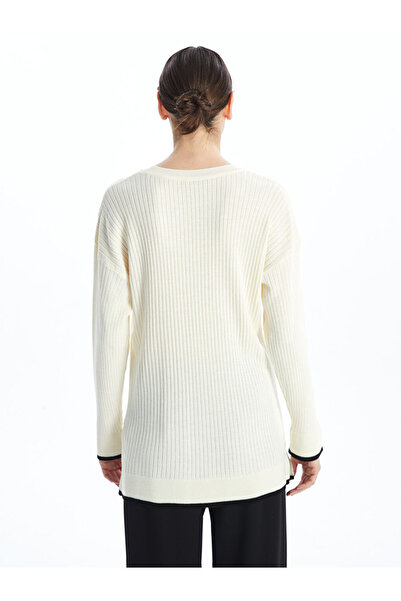 LC Waikiki Lcwaikiki Classic Ecru Crew Neck Women's Knitwear Tunik