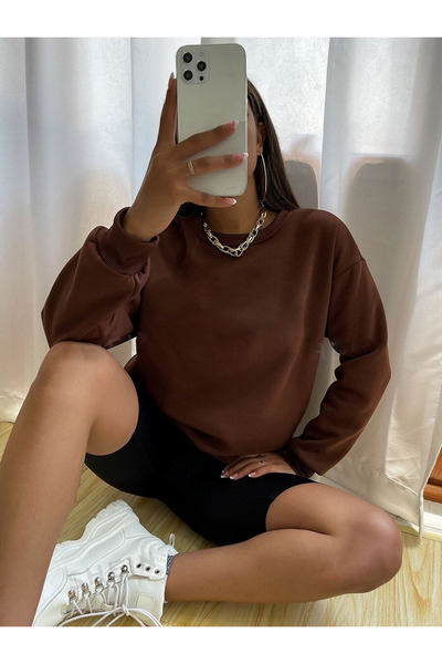 baskısız UNİSEX bisiklet yaka regular pamuklu (SOFT) sweatshirt  4070788541304