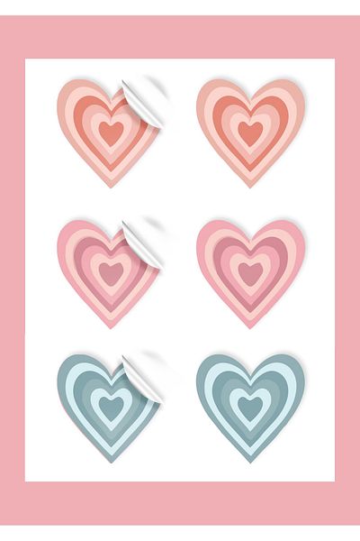 anka design 48 Pieces Heart Patterned Art Sticker and Cargo Label (4X4Cm)