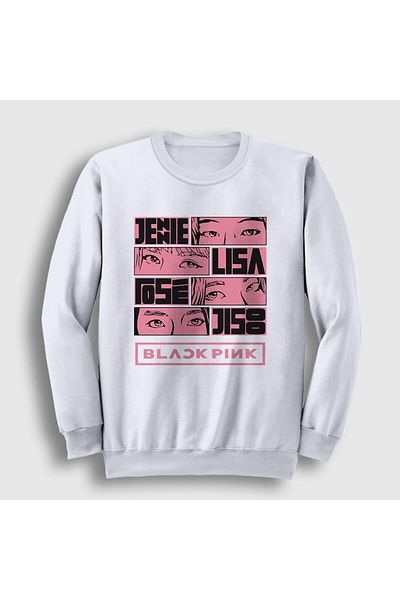 Presmono Unisex Λευκό Comics Blackpink Φούτερ 19365tt