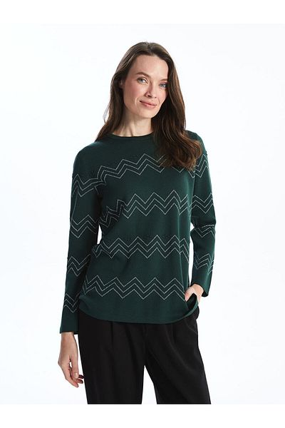 LC Waikiki Crew Neck Patterned Women's Knitwear Sweater - W4Cy46Z8