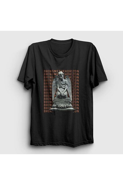Presmono Unisex Μαύρο T-shirt "Angels Bring Me The Horizon" - 20576tt
