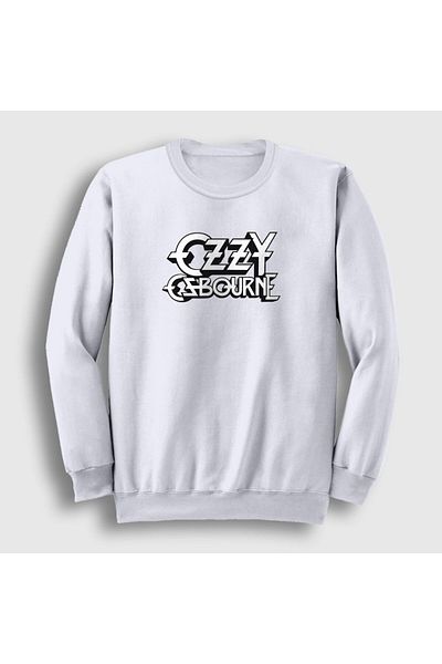 Presmono Unisex Λευκό Λογότυπο Ozzy Osbourne Φούτερ 39485tt