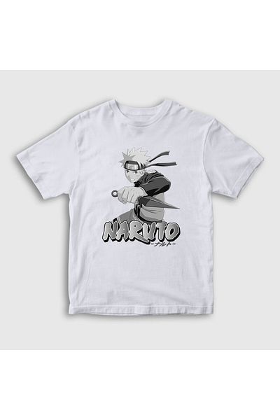 Presmono Tricou alb Kunai Anime Naruto pentru copii unisex 133669 tt