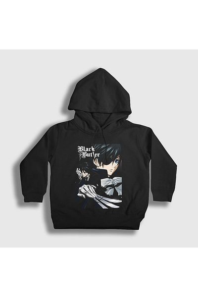 Presmono Унисекс детски суитшърт с качулка и черен плакат с аниме Kuroshitsuji 131361tt