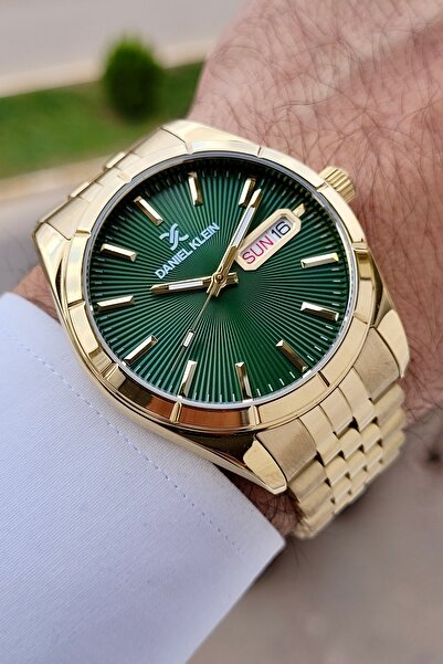 Daniel Klein Kadranı Yeşil Kordonu Sarı Renk Ayarlanabilir Kordonlu Erkek Kol Saati Dkgnct388