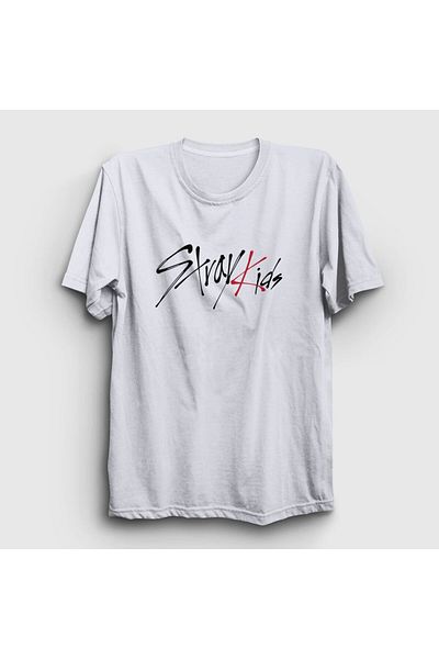 Presmono Unisex Λευκό λογότυπο Stray Kids T-Shirt 122643 ττ