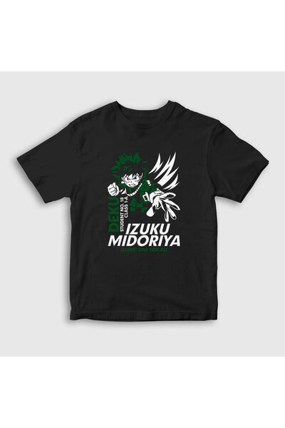 Presmono Unisex dečji crni Izuku anime Boku No Hero Academia T-shirt 128711tt