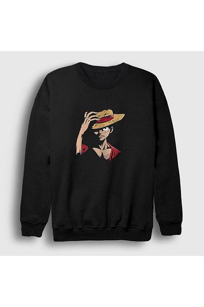 Presmono Унисекс черен суитшърт с аниме Луфи One Piece 136011tt