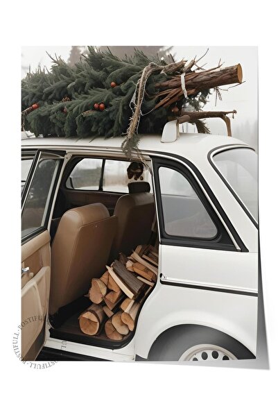 Postifull Poster pentru mașină de sărbători, poster de perete de Anul Nou, pi...