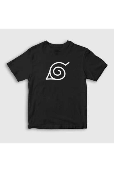 Presmono Unisex dečija crna Konoha anime Naruto T-shirt 133357tt