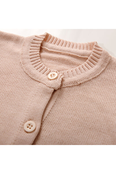 Cloudy Kids Kız Çocuk Bisiklet Yaka Düğmeli %100 Pamuk Triko Hırka