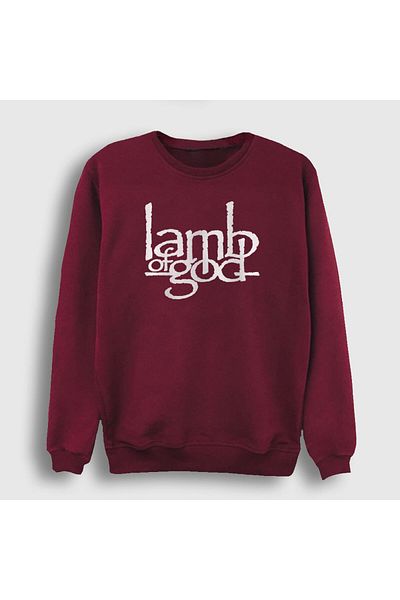 Presmono Унисекс суитшърт с лого Lamb Of God и кларет червено 94268tt