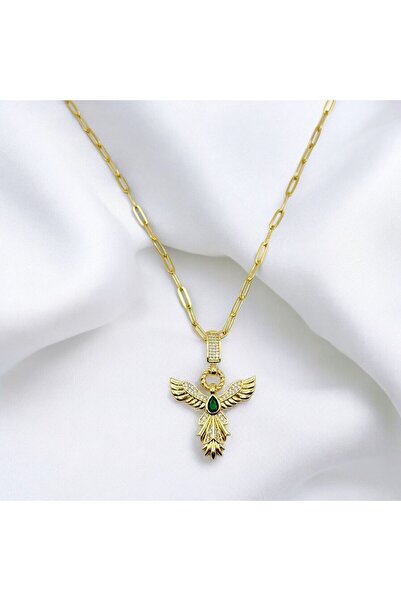 Swan Jewelry Phoenix Green Stone Detailed Necklace