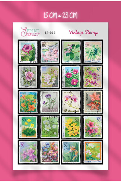 SooPRINT Country Çiçek Temalı Pul Koleksiyonu - Bullet Journel / Planner / Aj...