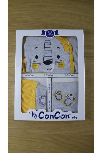 ConconBebe Hospital Discharge Set Lion Patterned 5-Piece Boxed Baby Newborn Set