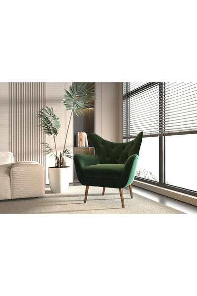 Oak House كرسي مخمل اخضر مقاس 80x80x115 سم