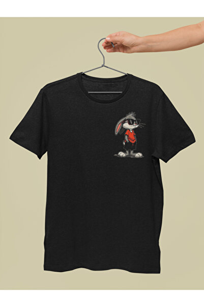 Duples تي شيرت بأكمام قصيرة مطبوع عليه أرنب رقمي للجنسين