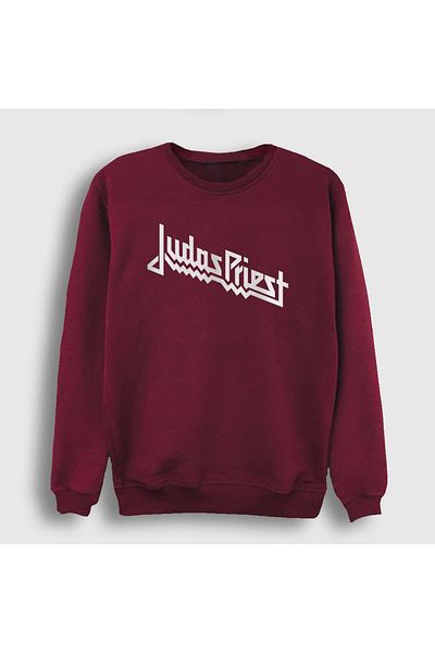 Presmono Унисекс суитшърт с лого на Judas Priest, кларет червен, 88382tt