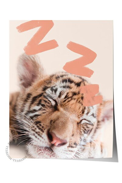 Postifull Poster cu tigru adormit, poster de perete fără cadru, pictură verti...