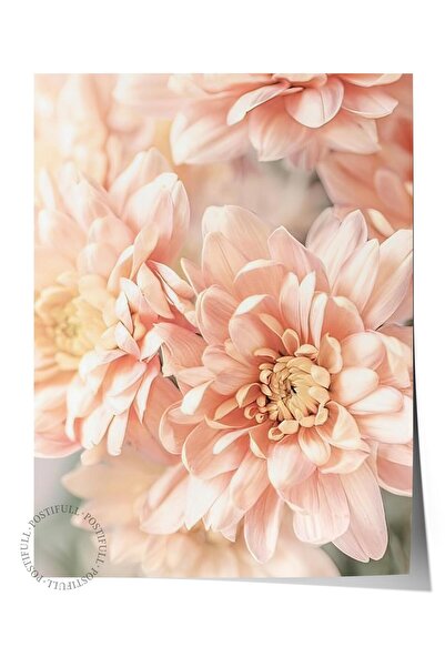 Postifull Pastel Dahlias Poster, Unframed Wall Poster, Vertical Wall Painting Comfort Series No: 108388