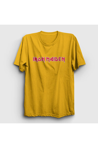 Presmono Unisex žuti logo Iron Maiden T-shirt 86340tt