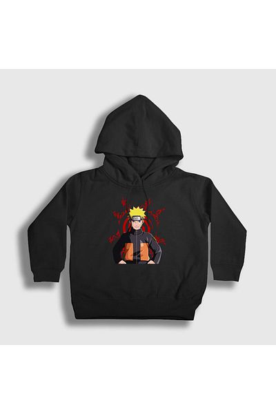 Presmono Унисекс детски черен суитшърт с качулка Fuinjutsu Anime Naruto 132010tt
