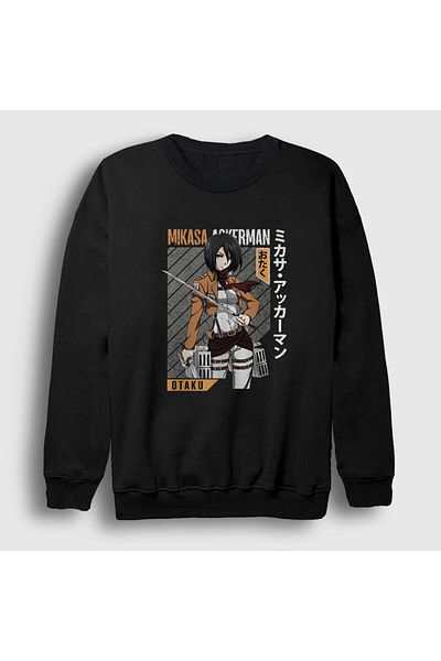 Presmono Унисекс черен суитшърт с аниме Mikasa Fan Attack On Titan 125352tt