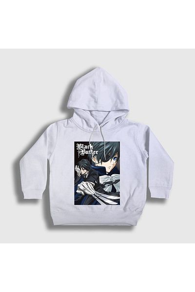 Presmono Hanorac cu glugă pentru copii, poster alb, unisex, anime Kuroshitsuji131361tt