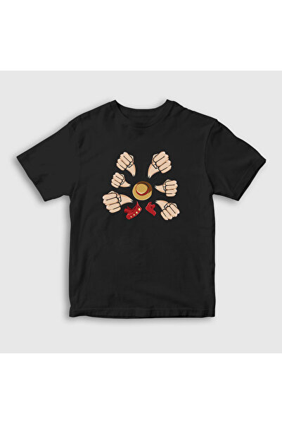 Presmono Unisex dečji crni Gatling anime One Piece T-shirt 135322tt