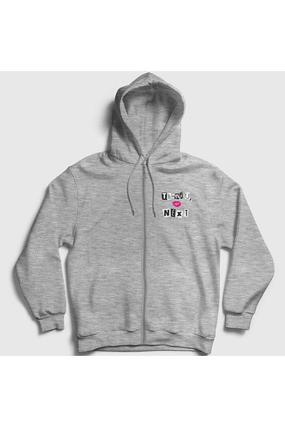Presmono Φούτερ Unisex Grey Next Ariana Grande με φερμουάρ με κουκούλα 152841 ττ