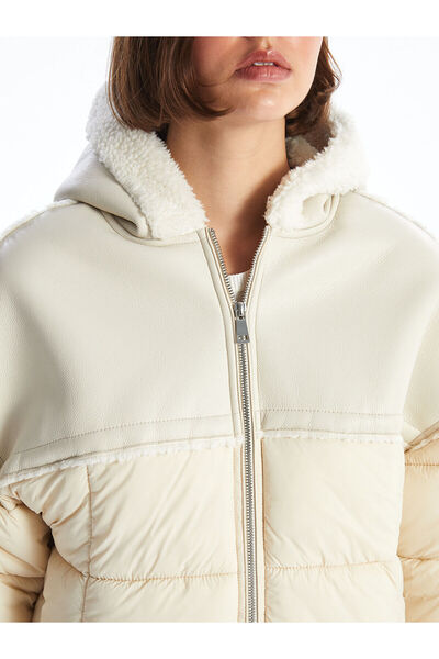 LC Waikiki Lcw Vision Ecru Women's Hooded Plain down Jacket