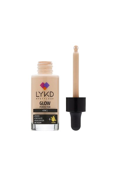 lykd Glow Perfector 4 in 1 Glow Foundation - Base, Concealer, Brightening, Bb Cream 118 Fair