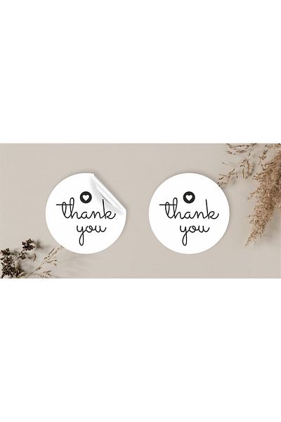 anka design 48 Pieces of Coated Sticker - Packaging and Shipping Label (4X4Cm) - Thank You
