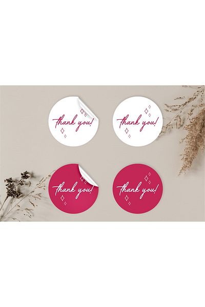 anka design 48 Pieces of Coated Sticker - Packaging and Shipping Label (4X4Cm) - Thank You
