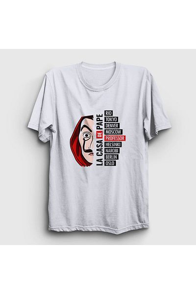 Presmono La Casa De Papel Unisex Λευκό T-shirt V2 - 197930 ττ