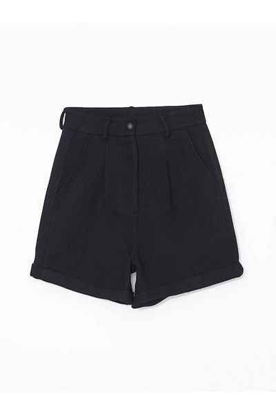 LC Waikiki Γυναικείο σορτς τουίντ - Μαύρο, Standard Fit, Cent Trade