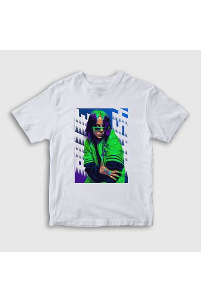 Presmono Unisex Παιδικό Λευκό Πράσινο T-shirt Billie Eilish 154278 ττ