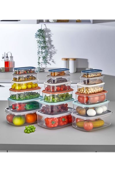 ASlife Home Set of 18 Rectangular Storage Containers 300 Ml, 500 Ml, 850 Ml, 1350 Ml, 2000 Ml, 3200 ml