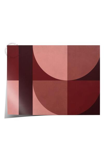 Postifull Forme de poster roșu, poster de perete fără cadru, pictură orizonta...