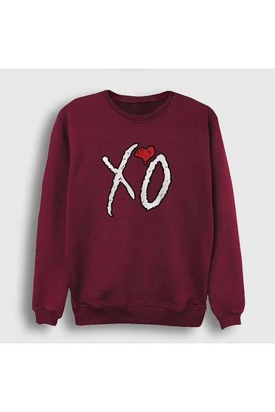 Presmono Унисекс суитшърт Xo The Weeknd в червено 159352tt