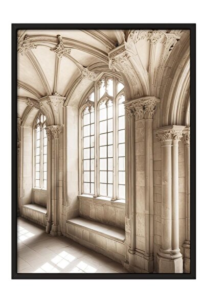 Postifull Castle Sunlight Çerçeveli Tablo, Siyah Çerçeve ve Poster, Duvar Tab...