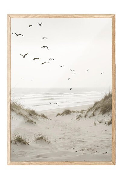 Postifull Birds by the Beach Çerçeveli Tablo, Ahşap Çerçeve ve Poster, Duvar ...